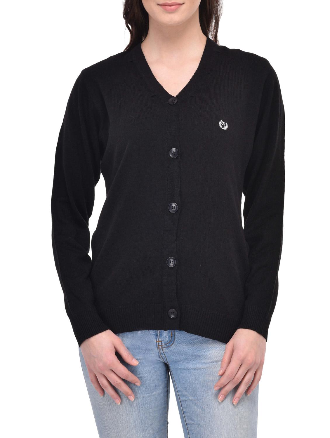 black acrylic casual cardigan - 12983229 -  Zoom Image - 0