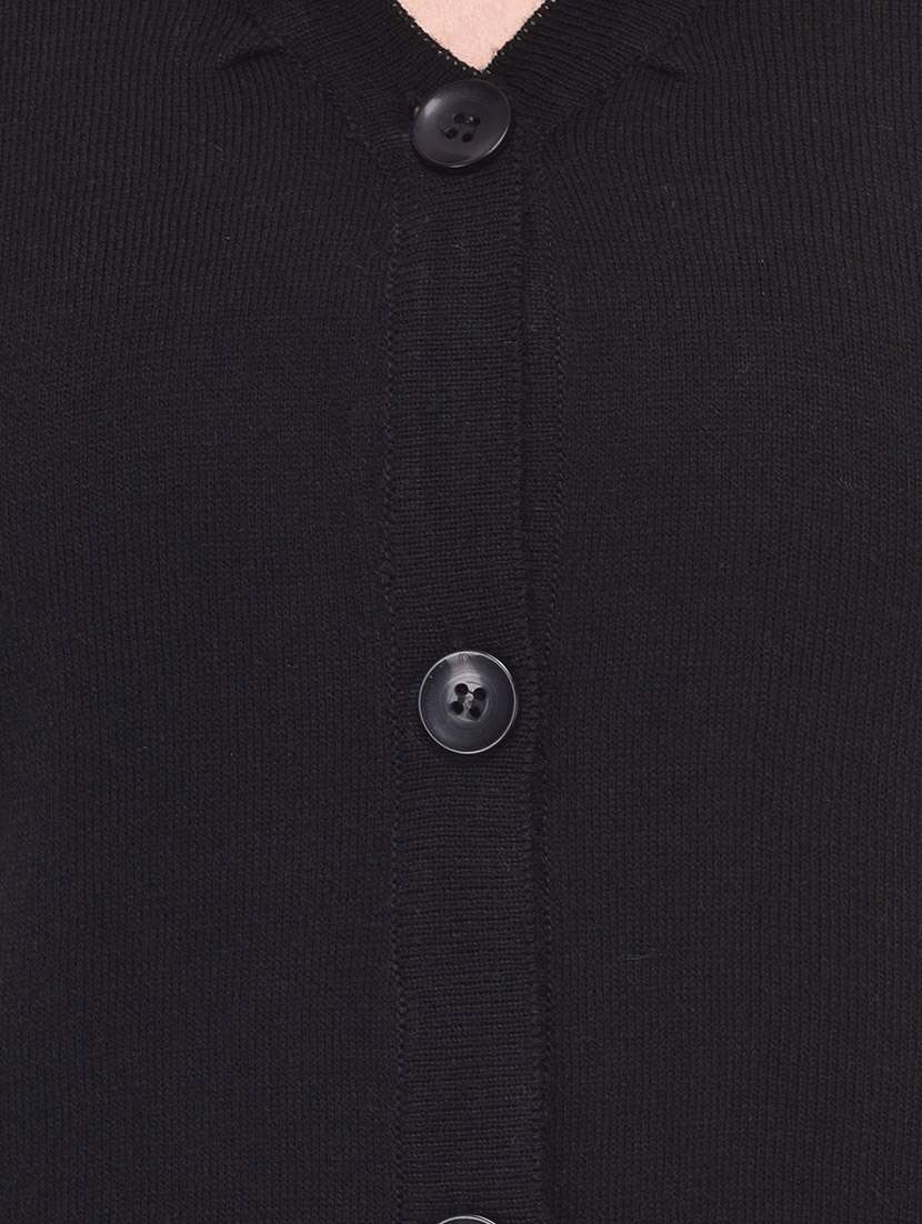 black acrylic casual cardigan - 12983229 - Standard Image - 3