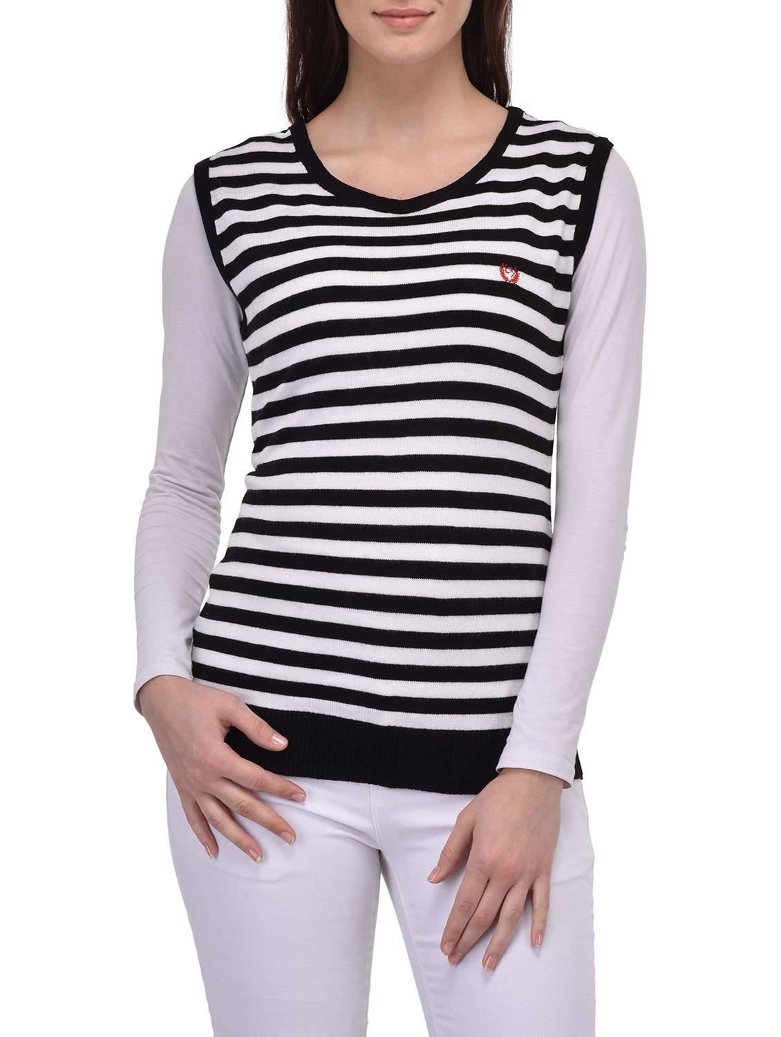 white and black acrylic pullover - 12983246 -  Zoom Image - 0