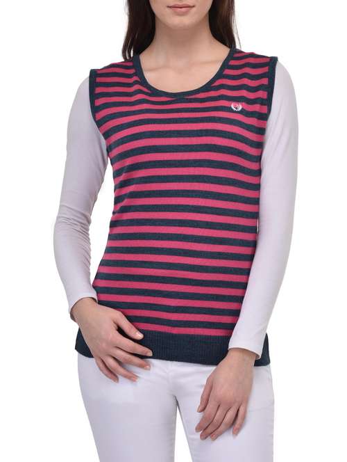 striped sleeveless acrylic pullover - 12983247 - Standard Image - 0