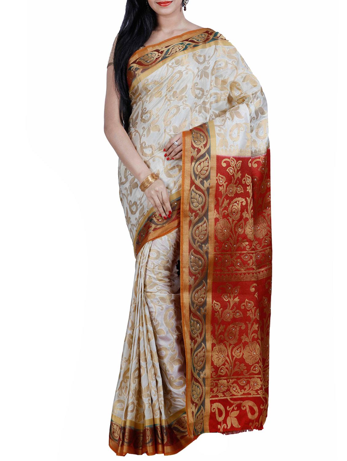cream mysore silk saree - 12985043 -  Zoom Image - 0