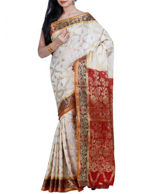 cream mysore silk saree - 12985044 -  Standard Image - 0