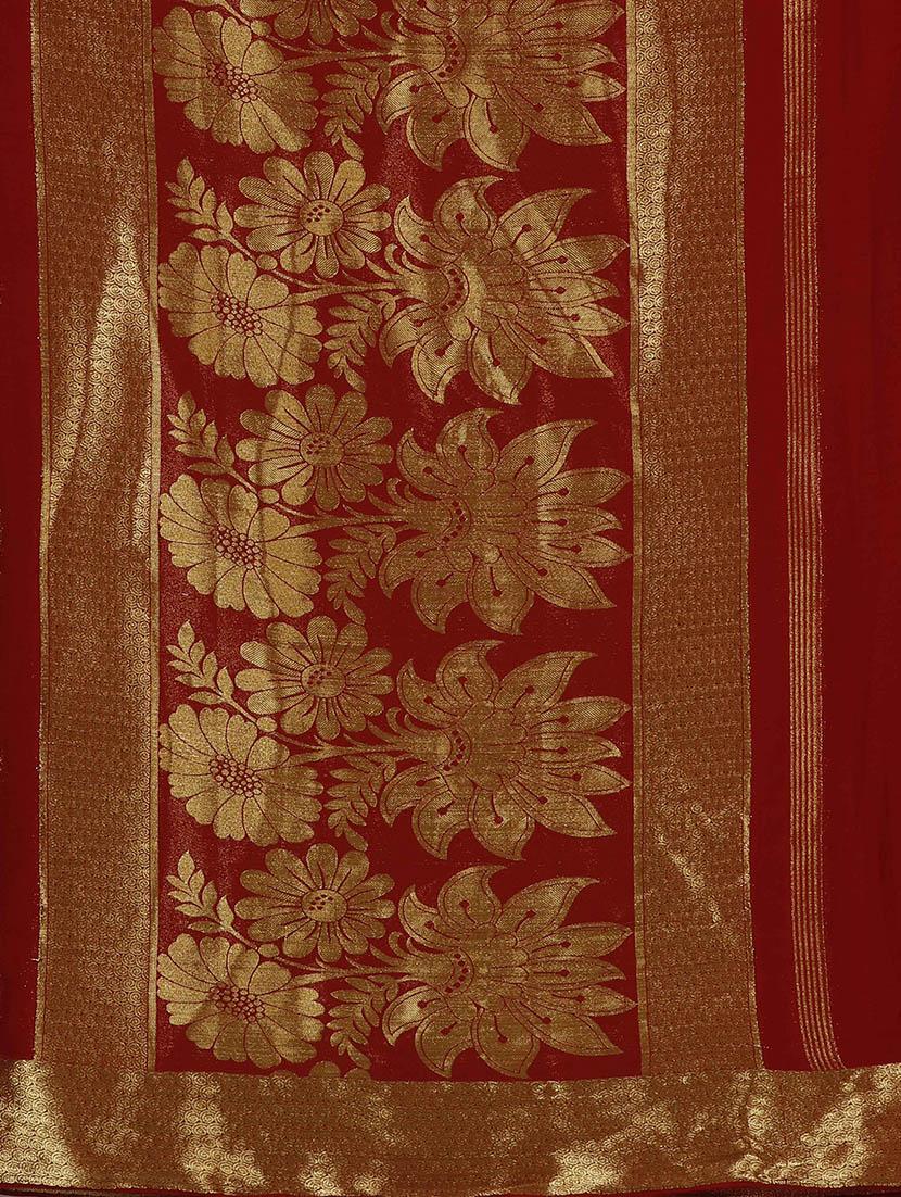 maroon chiffon woven saree - 12985318 - Standard Image - 3