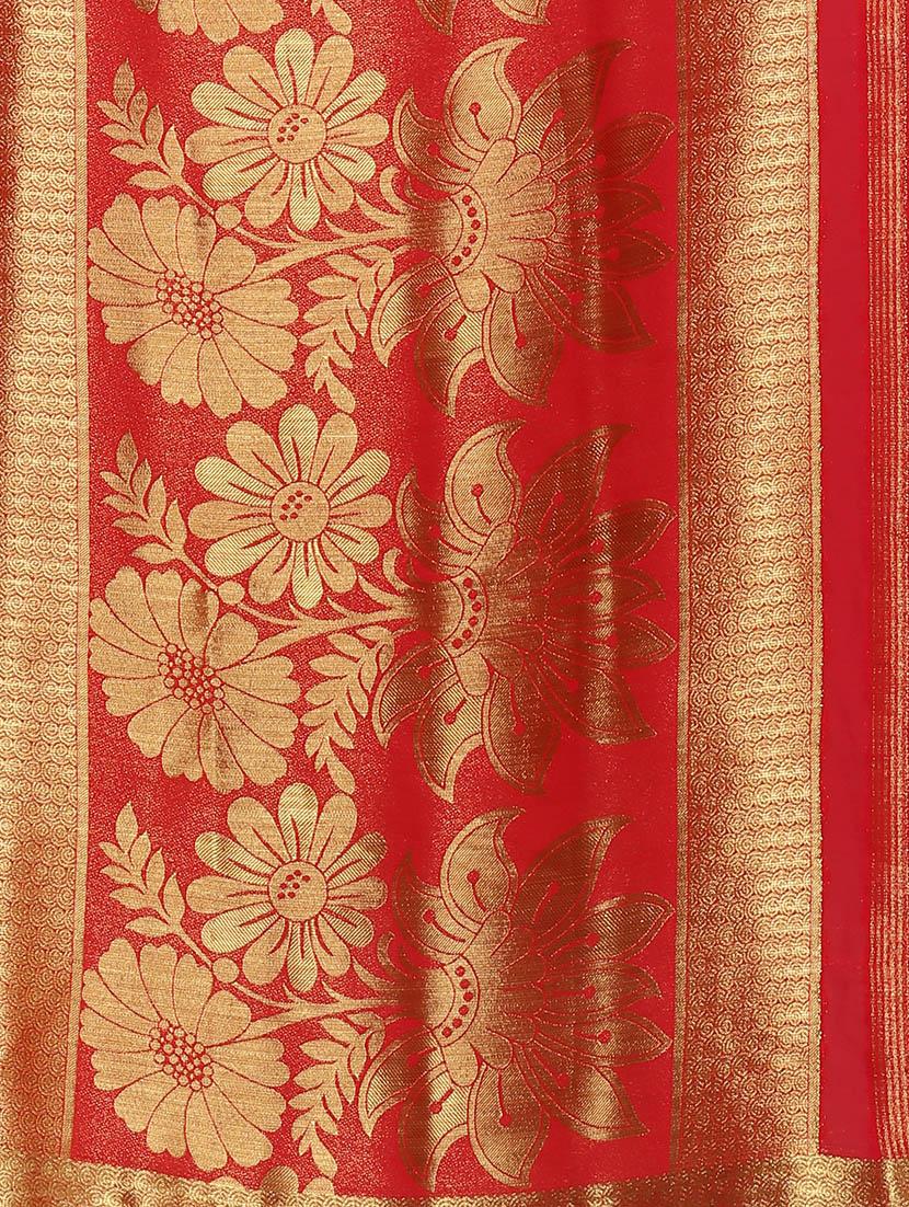 red chiffon woven saree - 12985321 - Standard Image - 3