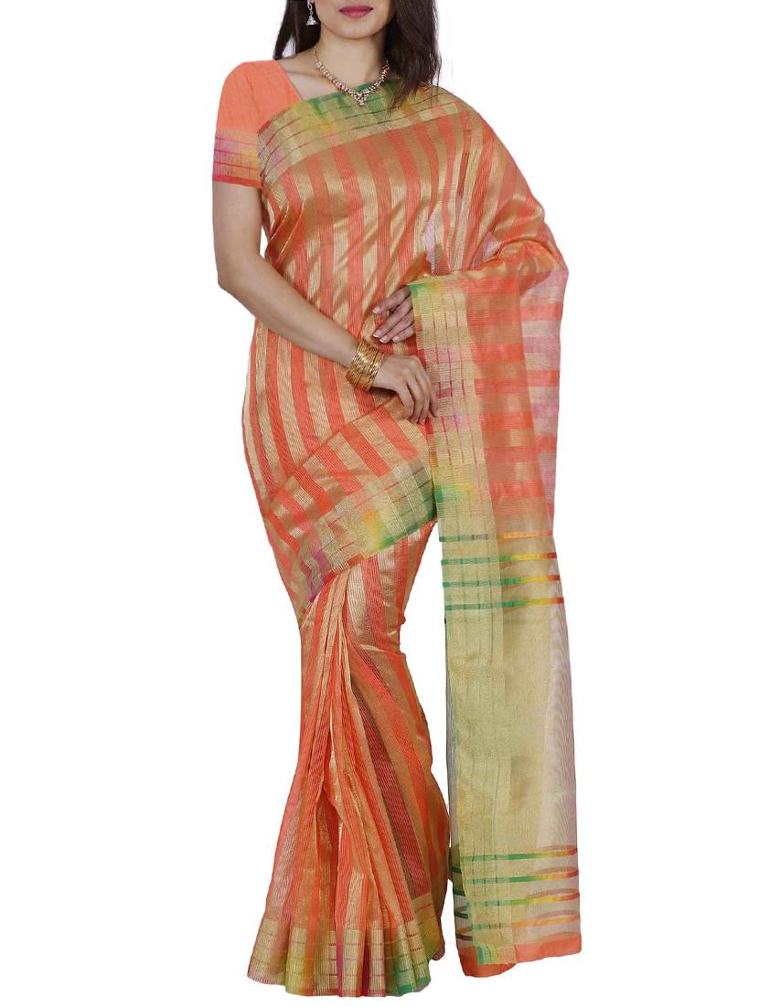 peach net bollywood saree with blouse