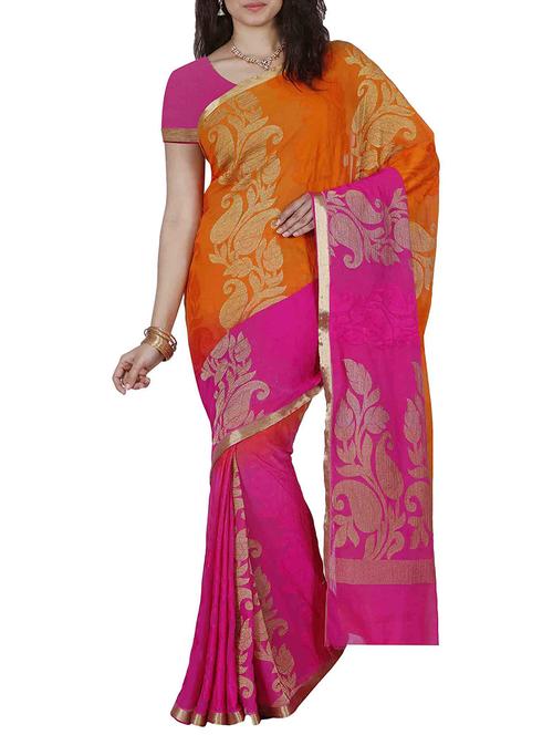 pink chiffon woven saree - 12985352 - Standard Image - 0