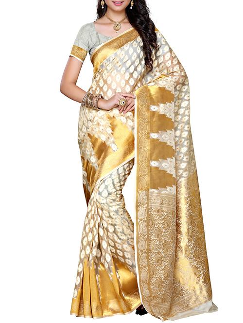 cream silk uppada saree - 12985443 - Standard Image - 0