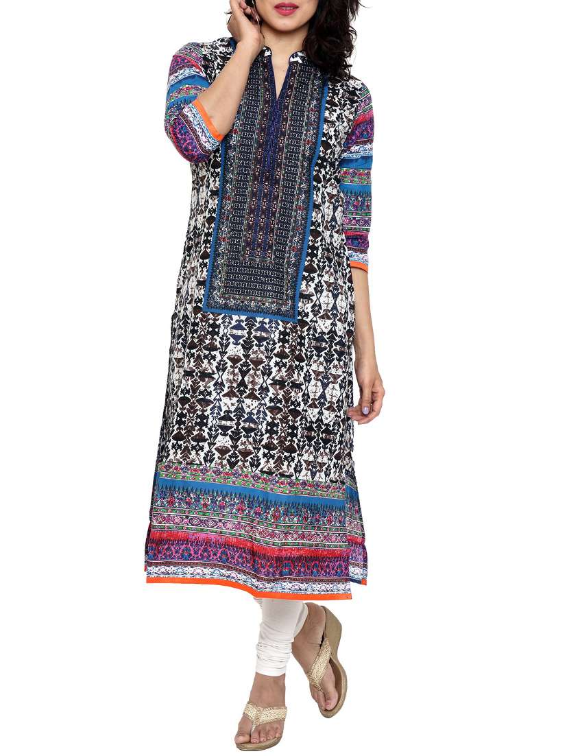 bluecolored cotton straight kurta