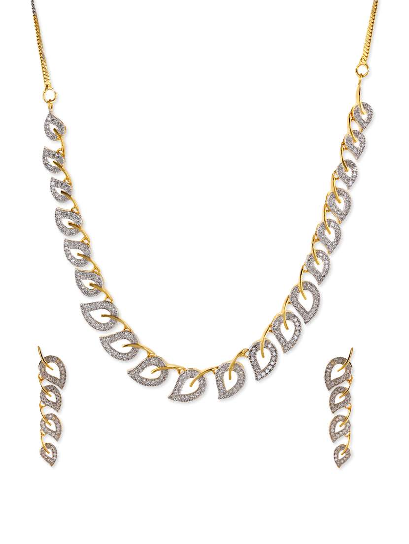 gold metal necklace & earrings set