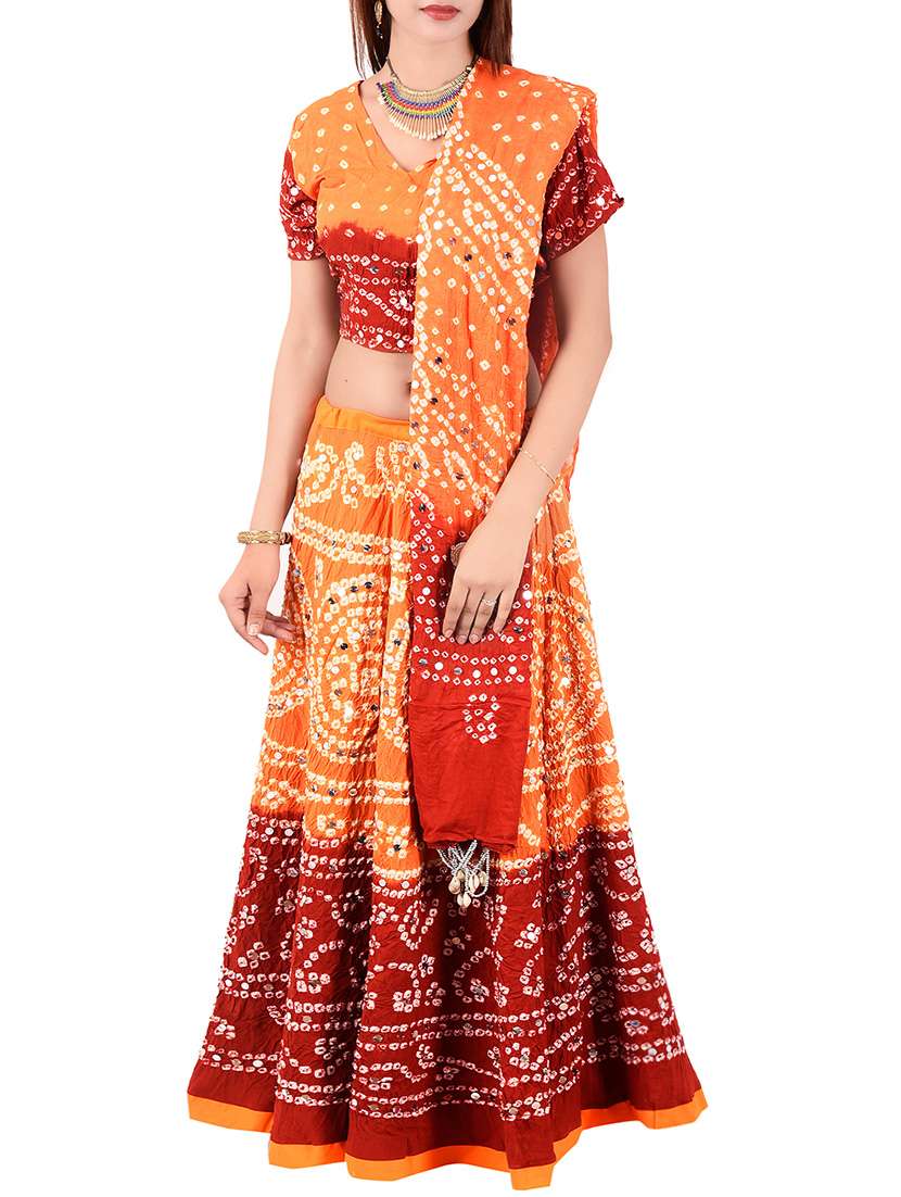 multicolored cotton saree lehenga