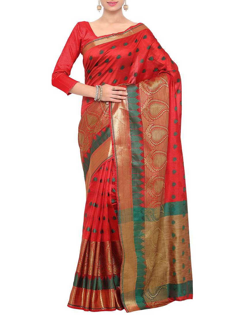 red art silk banarasi saree with blouse