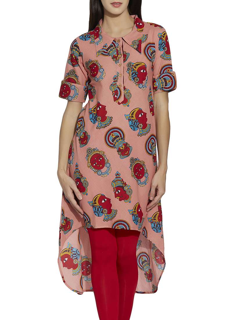 pink cotton straight kurta