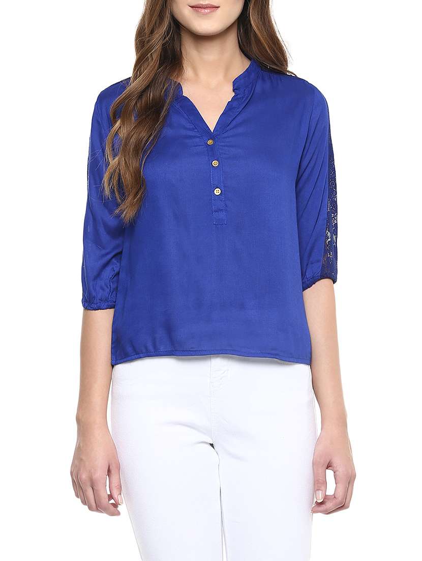 blue rayon regular top