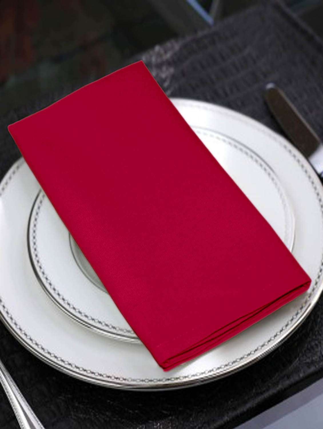 lushomes rasberry cotton plain 6 table napkins set (dinner napkins)