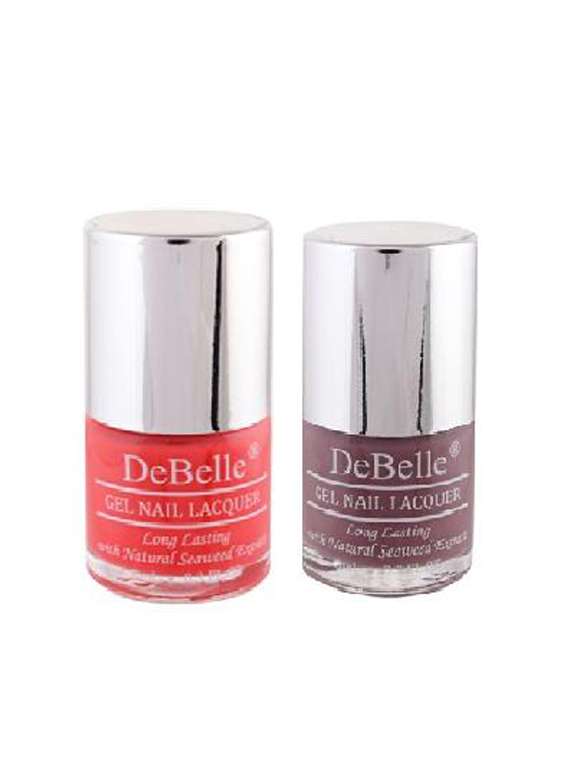 debelle nail polish combo kit of 2 (coral orange & mauve)