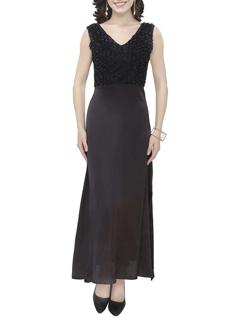 black satin dress