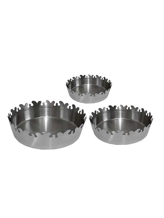 set of 3 stainless steel multi size bread baskets