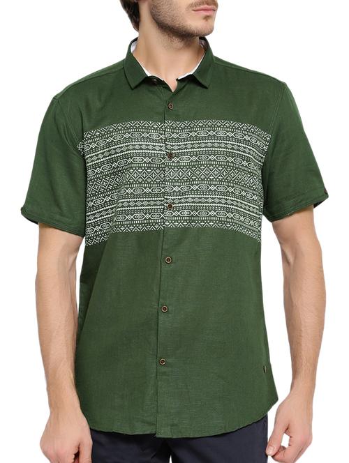  green printed casual shirt - 13006966 -  Standard Image - 0