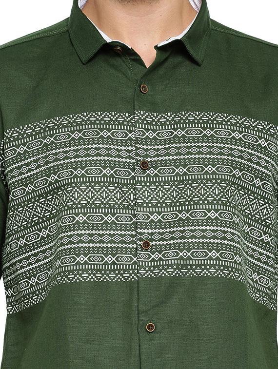green printed casual shirt - 13006966 - Standard Image - 3