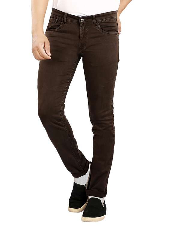 solid brown denim jeans