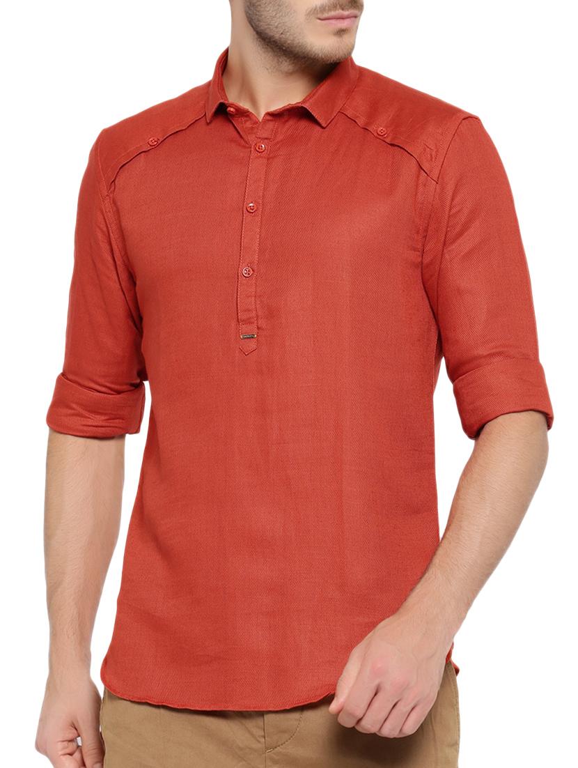 red solid short kurta - 13007901 - Zoom Image - 0