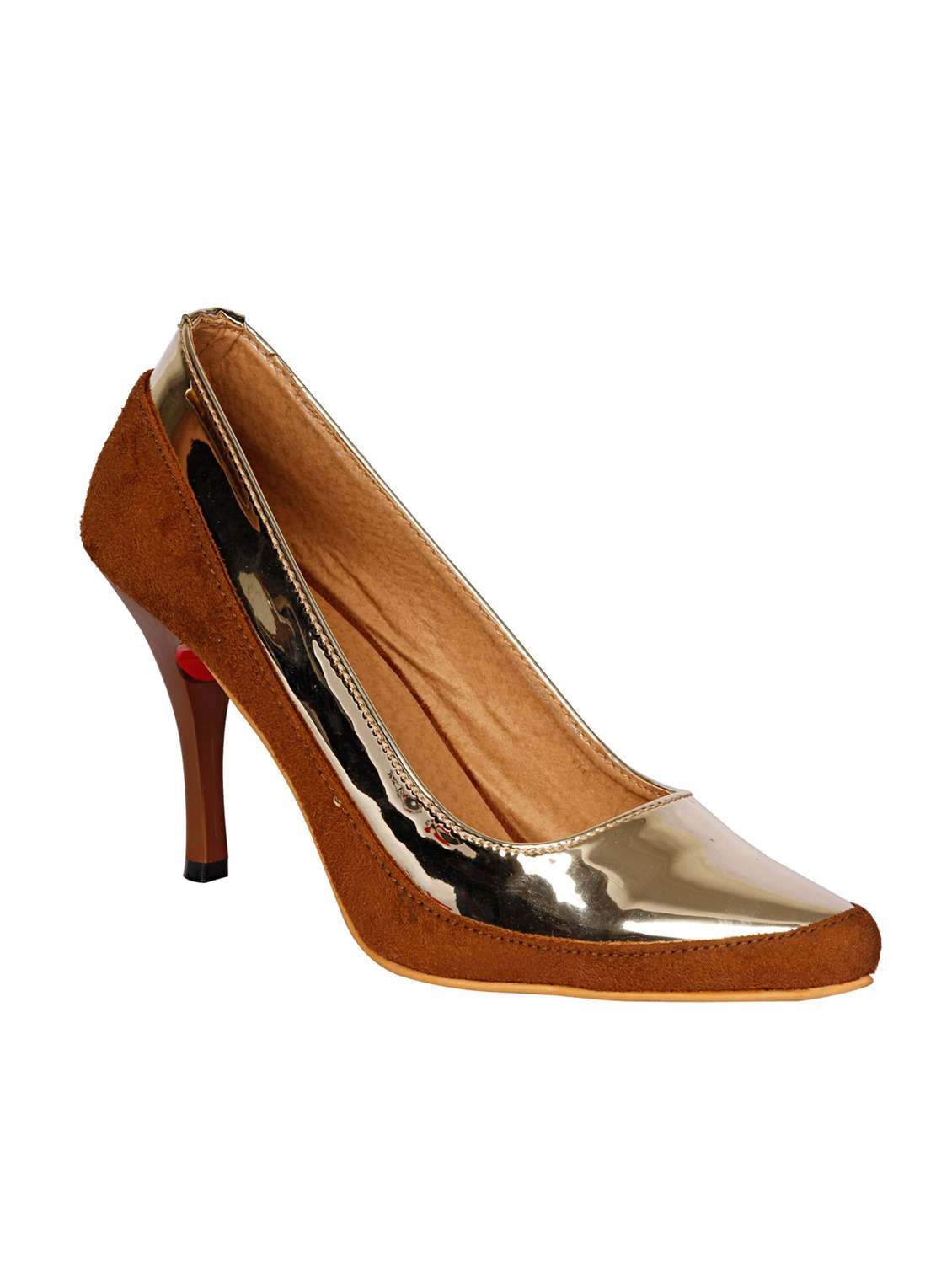 bronze leatherette slip on pumps