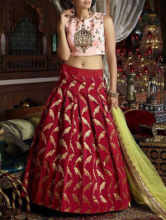 red a-line lehenga