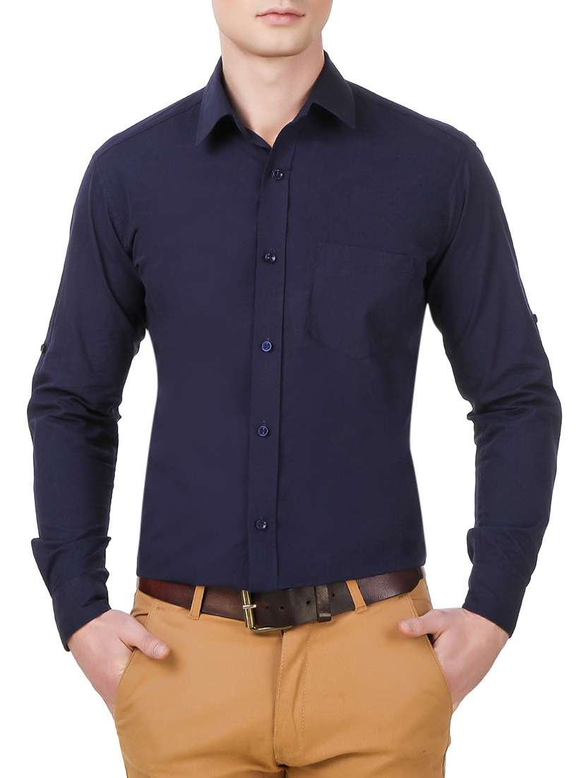 navy blue cotton formal shirt