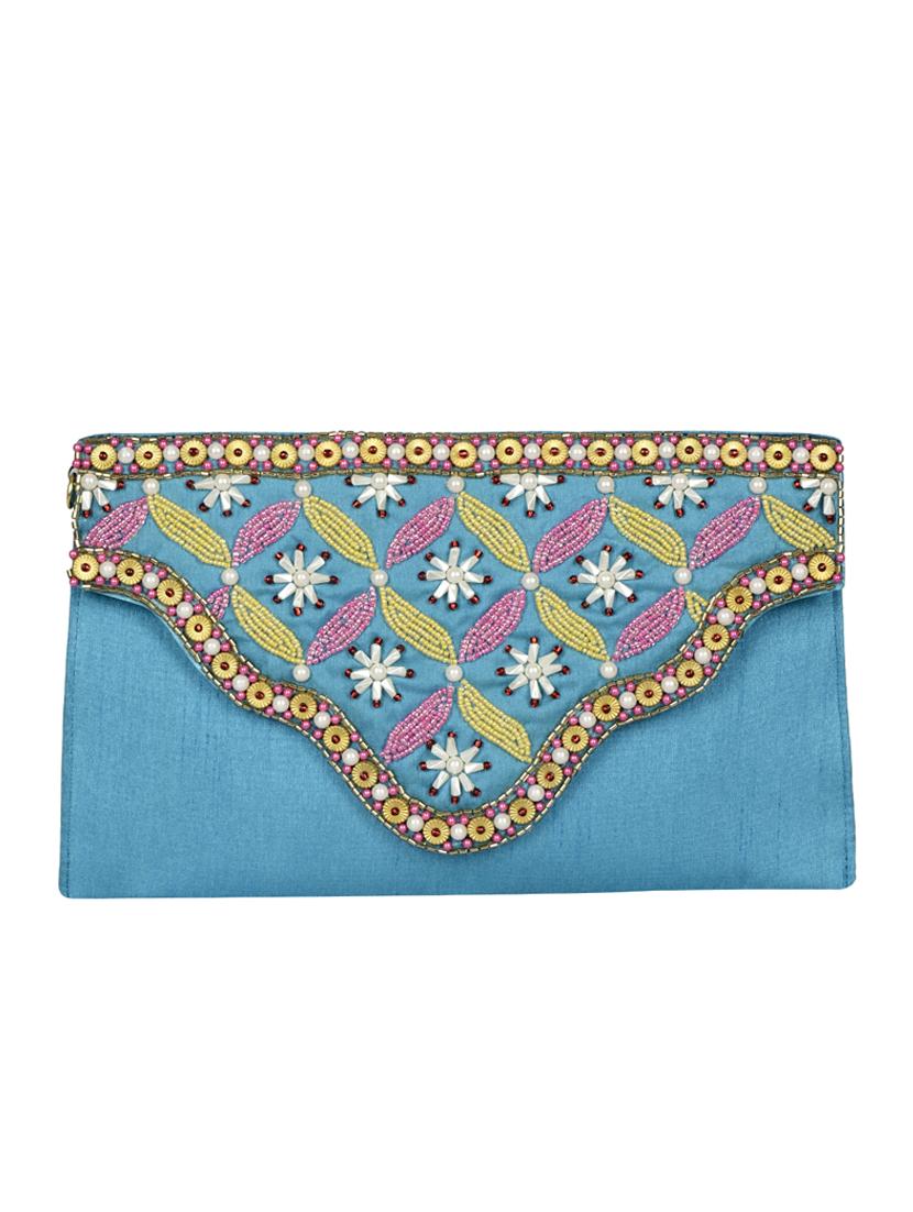 blue silk sling bag - 13023097 - Zoom Image - 0