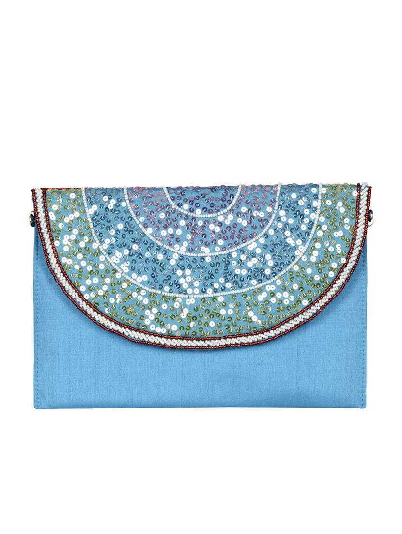 blue silk sling bag - 13023105 - Zoom Image - 0