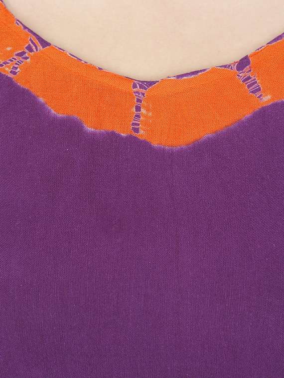 purple cotton tie & dye long kurta - 13024889 -  Standard Image - 3