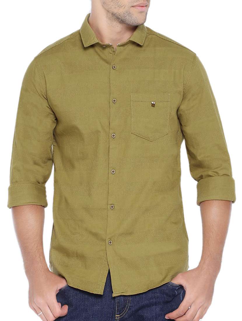 green cotton casual shirt