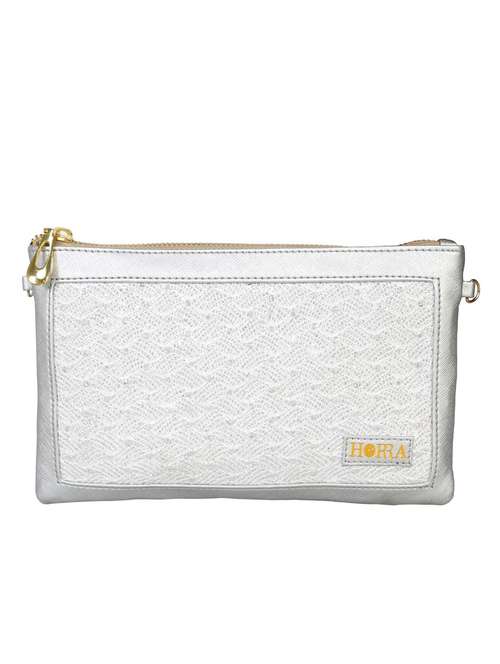 silver leatherette clutch - 13027841 - Standard Image - 0