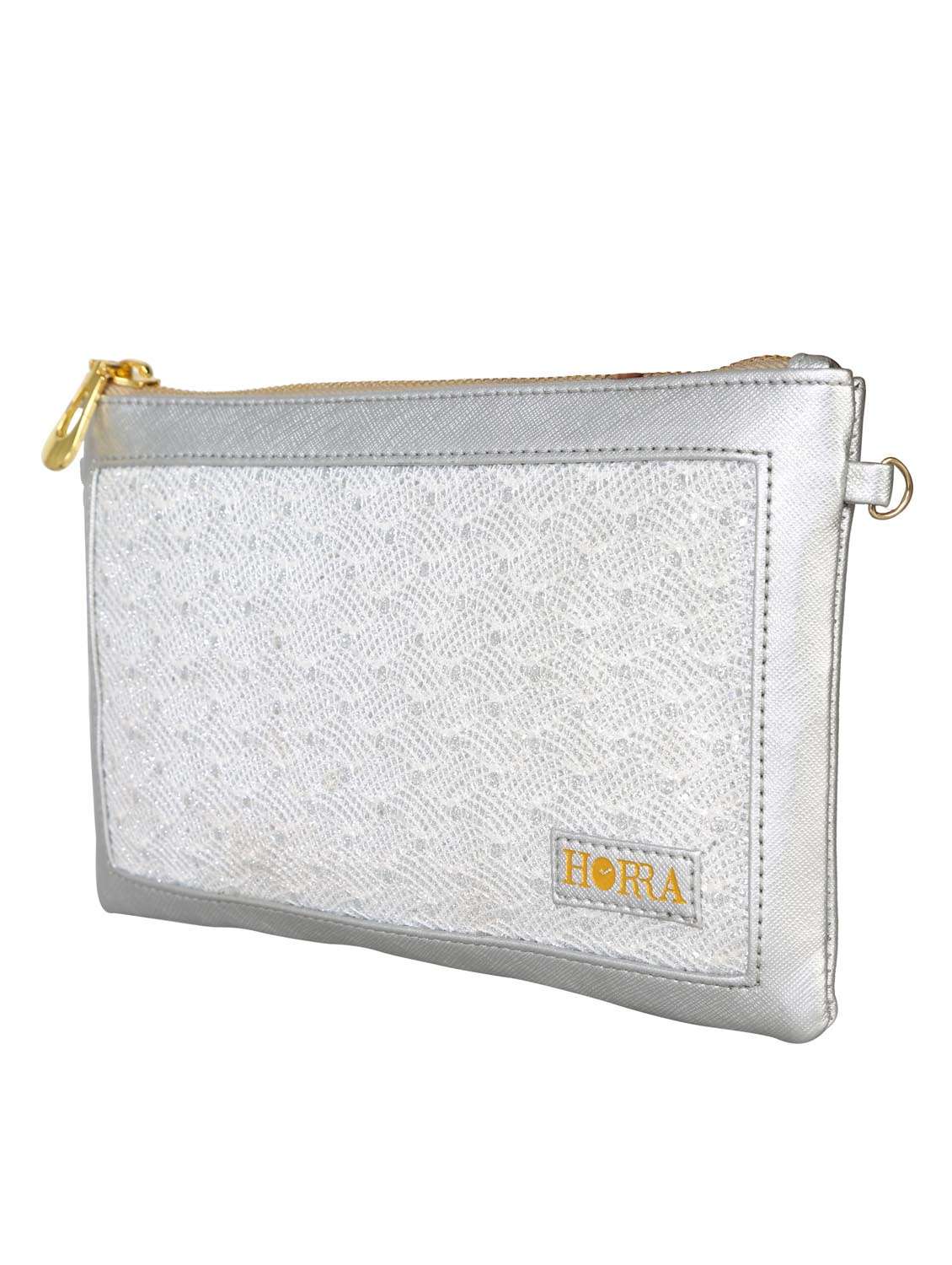 silver leatherette clutch - 13027841 - Standard Image - 3