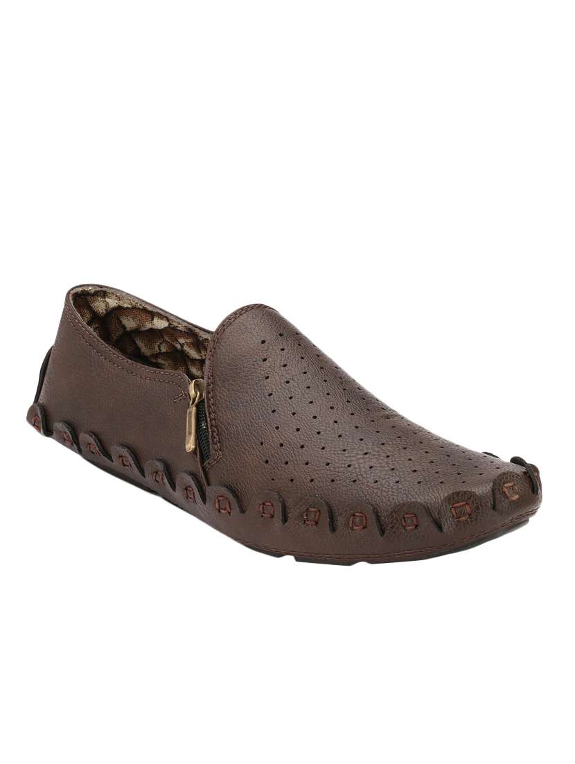 brown leatherette slip on 