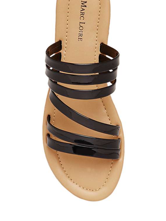 black pvc slip on sandals - 13033713 -  Standard Image - 3