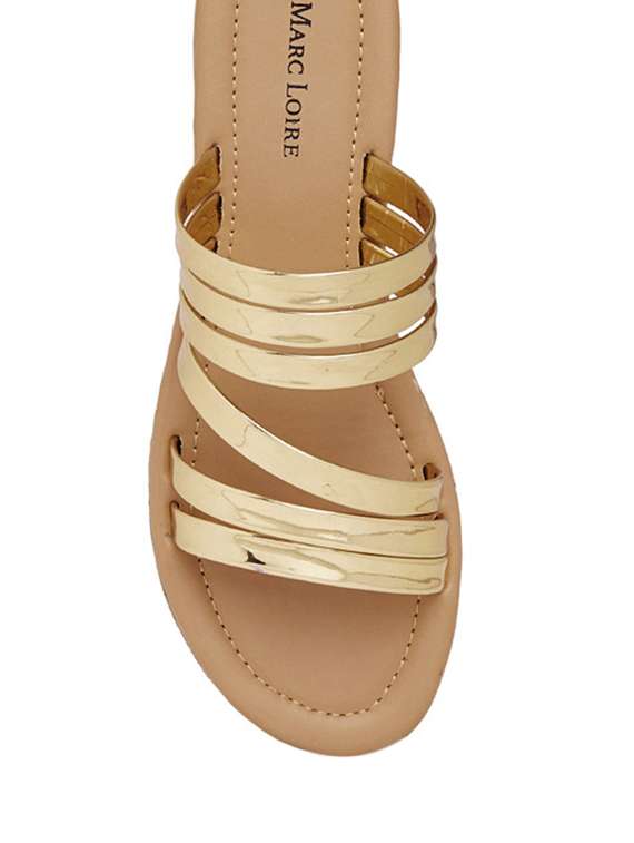 gold pvc slip on sandals - 13033714 -  Standard Image - 3