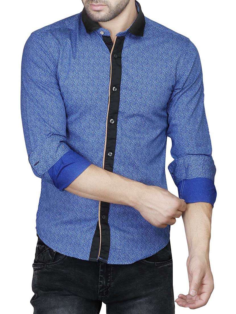 blue cotton floral printed casual shirt