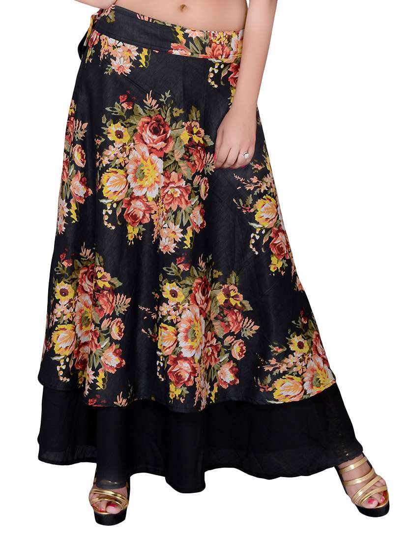 black cotton wrap skirts