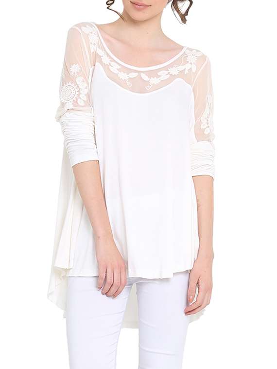 white viscose asymmetric top