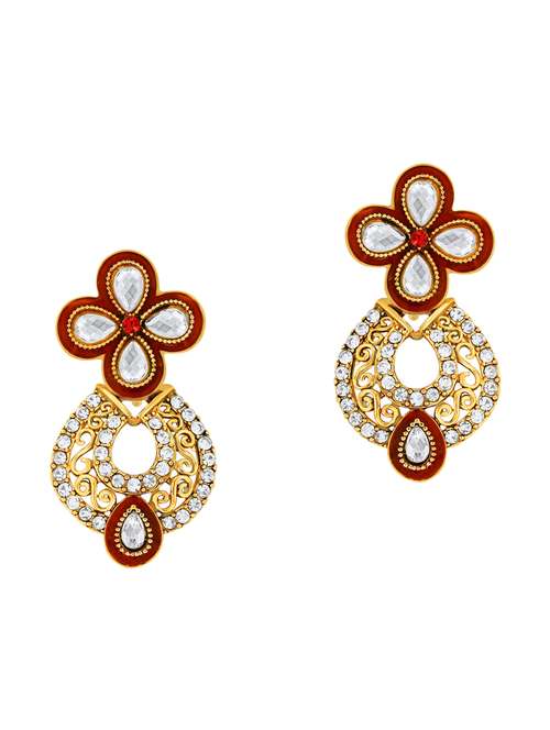 gold metal drop earrings - 13042178 - Standard Image - 0