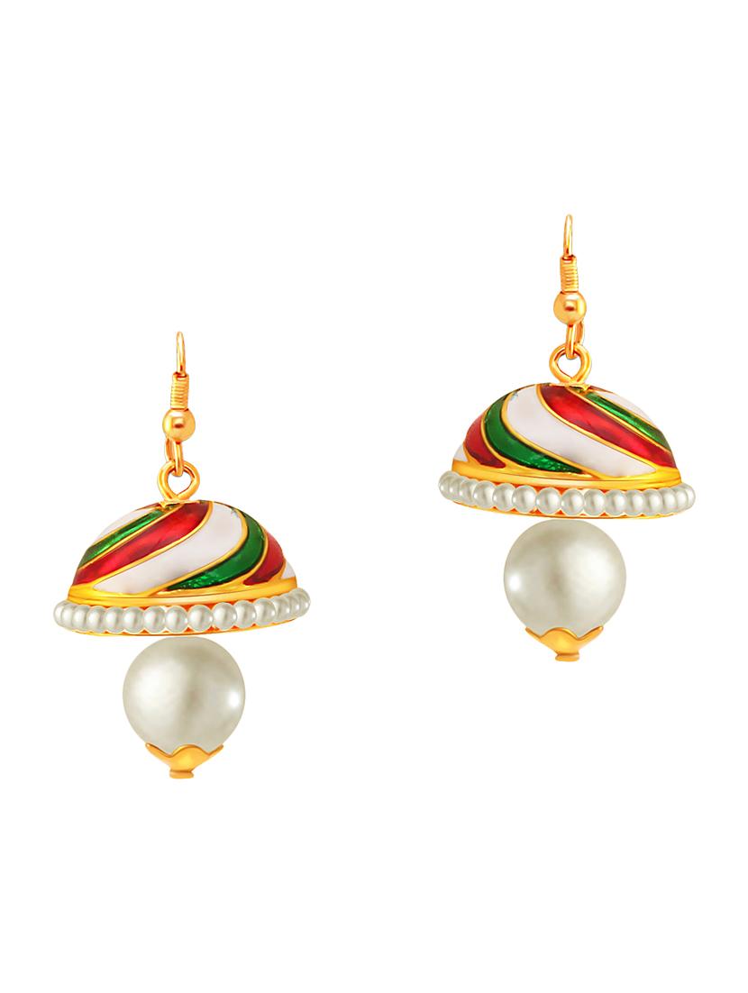 multi colored metal meenakari earrings - 13042203 -  Zoom Image - 0