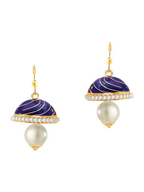 blue metal meenakari earrings - 13042204 -  Standard Image - 0