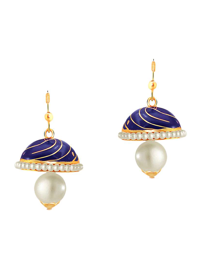 blue metal meenakari earrings - 13042204 -  Zoom Image - 0