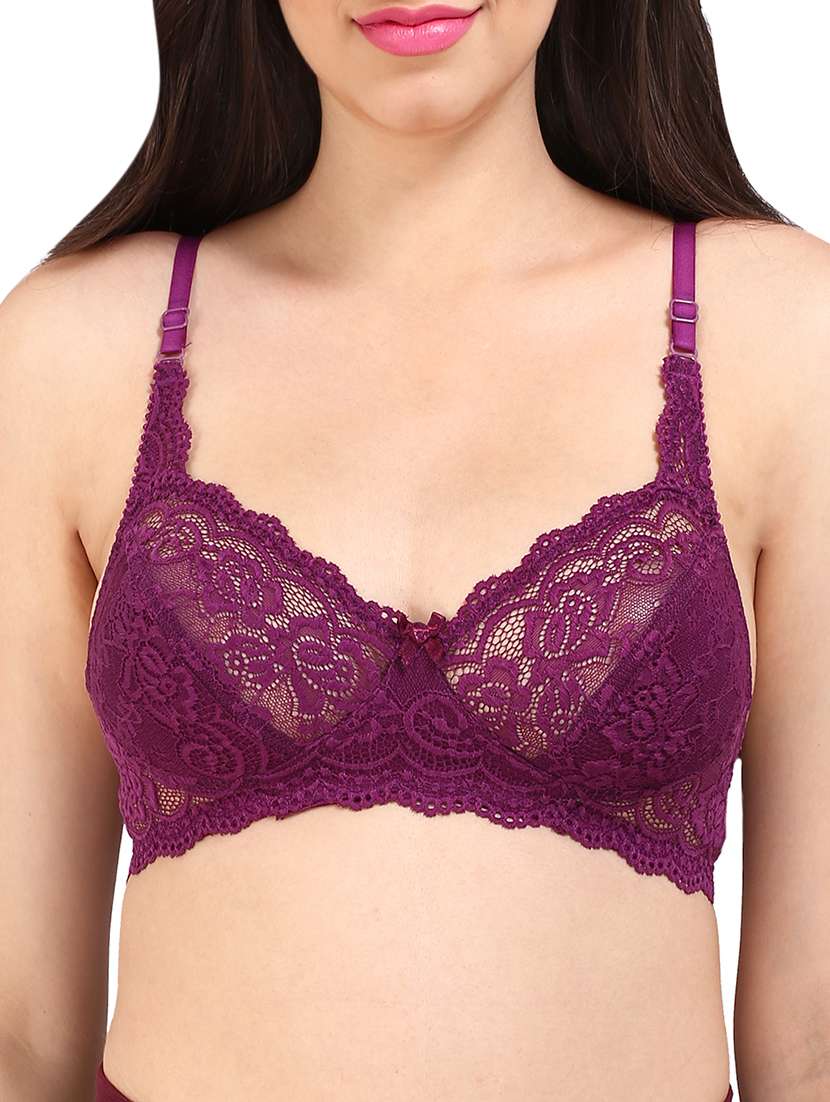 purple cotton bra