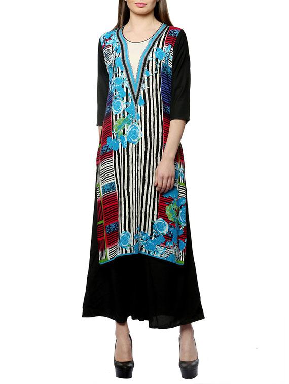 multi colored rayon straight kurta