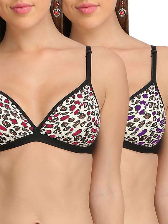 set of 2 multicolored printed cotton bras