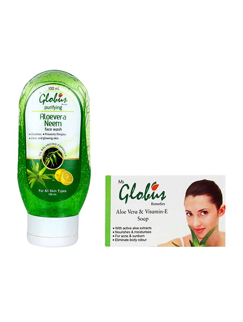globus aloe face wash & aloe soap