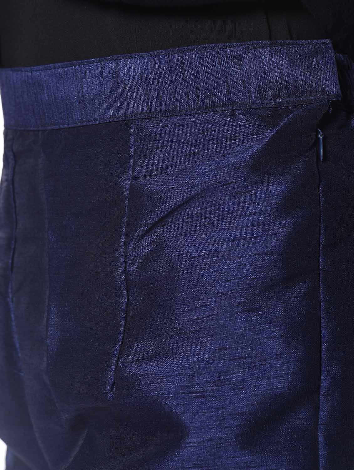 dark blue tussar trouser - 13054367 - Standard Image - 3