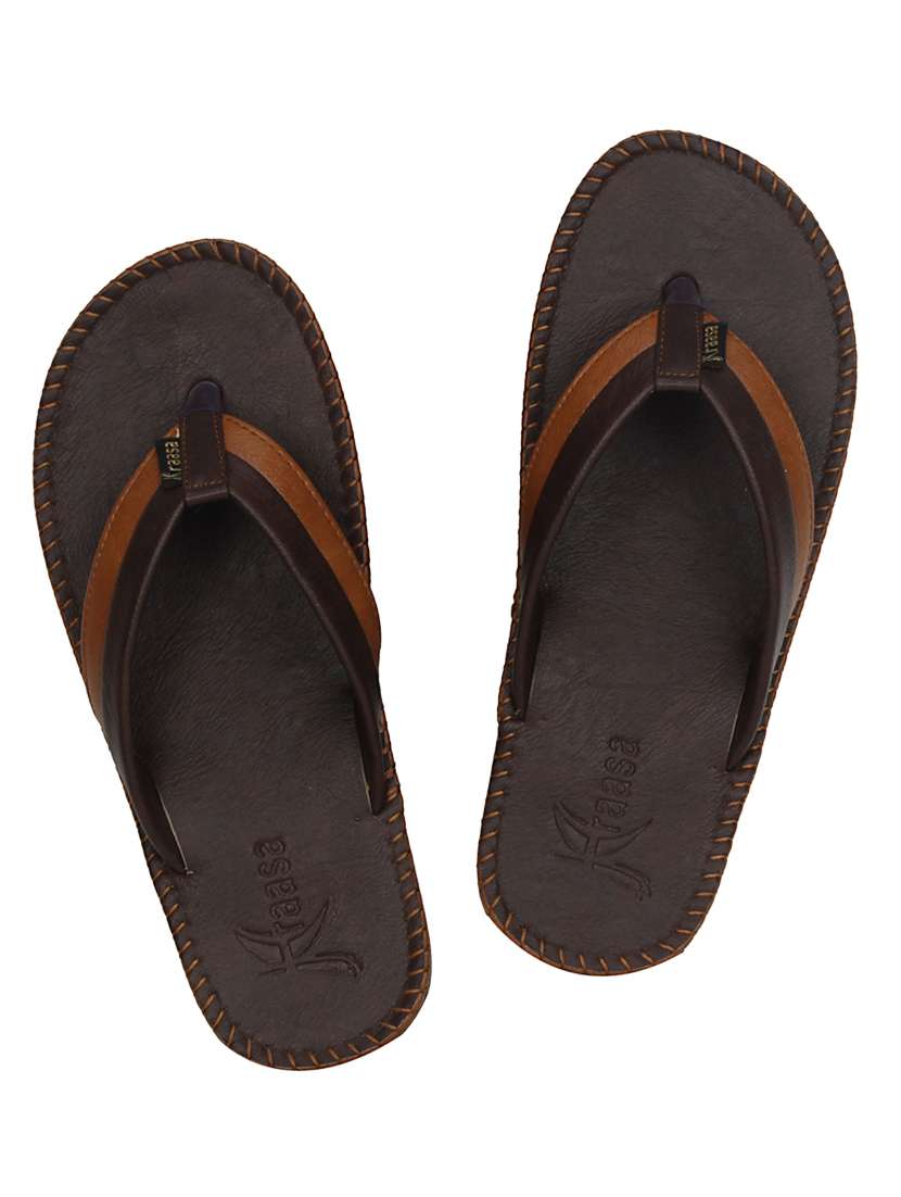 brown leatherette toe seperator slipper